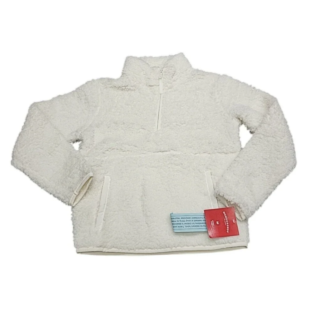 Wondershop Boys Girls Pajama Pullover Sherpa Sweatshirt Sweater Medium 8 White